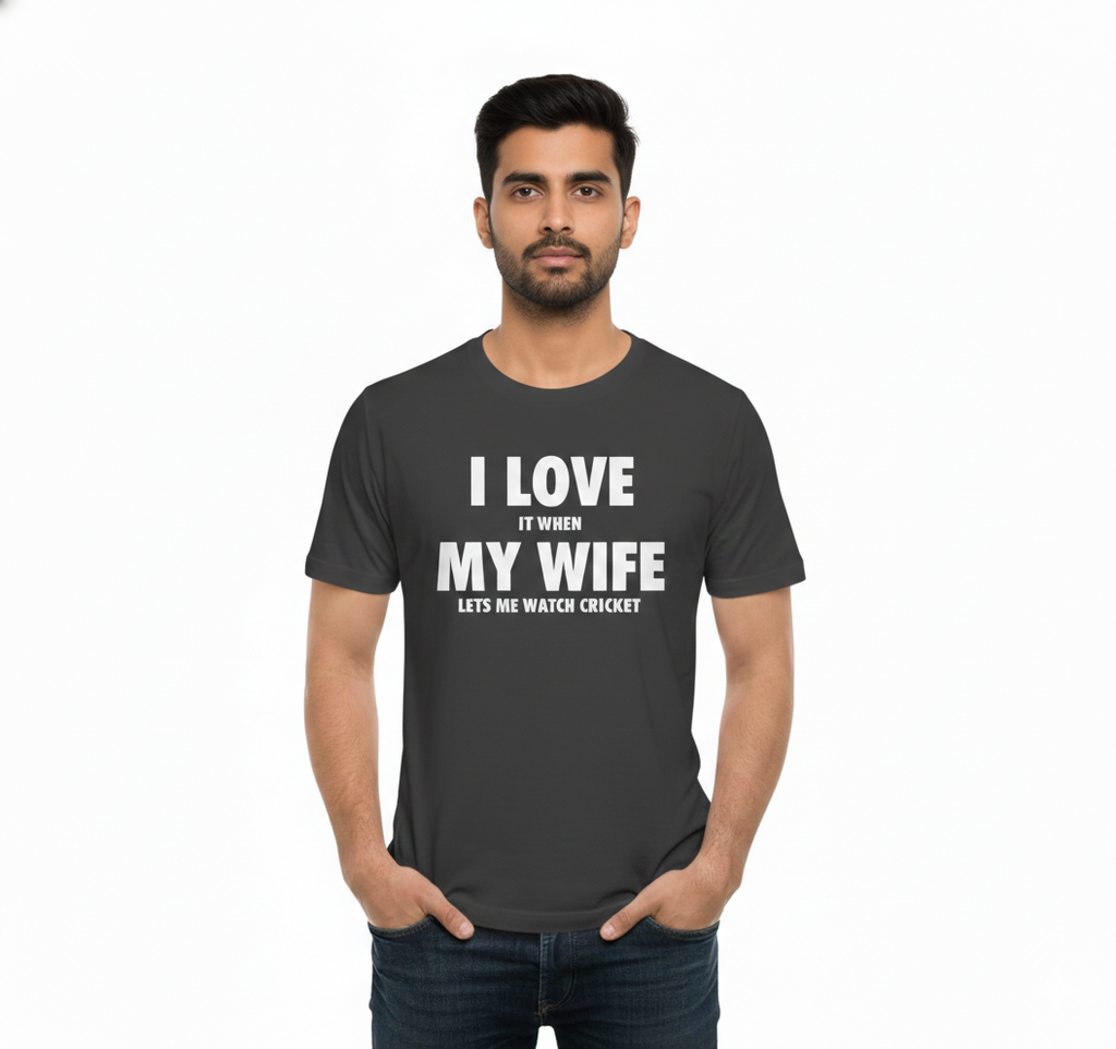 I Love It When My Wife Lets Me Watch Cricket T-Shirt | Funny Husband Cricket Lover Tee - Premium TShirt