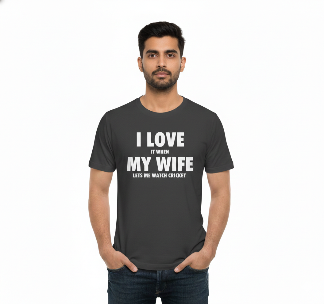 I Love It When My Wife Lets Me Watch Cricket T-Shirt | Funny Husband Cricket Lover Tee - Premium TShirt