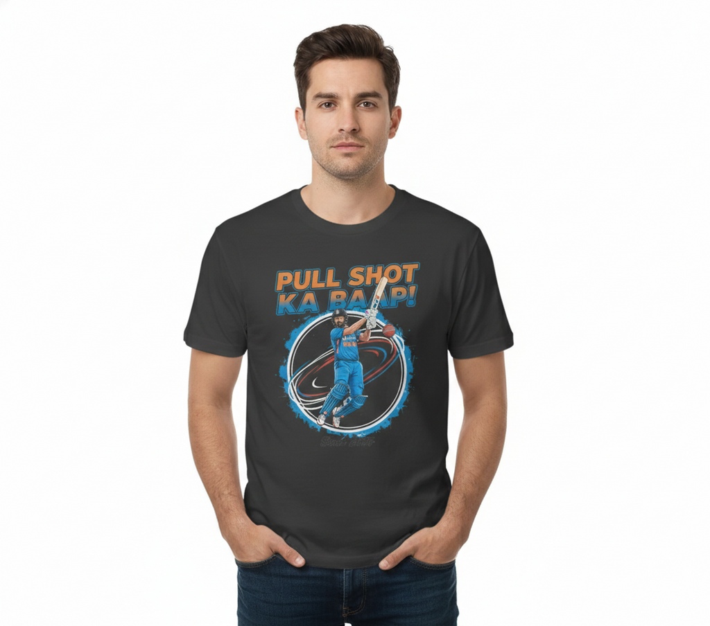 Pull Shot Ka Baap Cricket T-Shirt – Hitman Inspired Power Shot Graphic Tee for True Cricket Fans