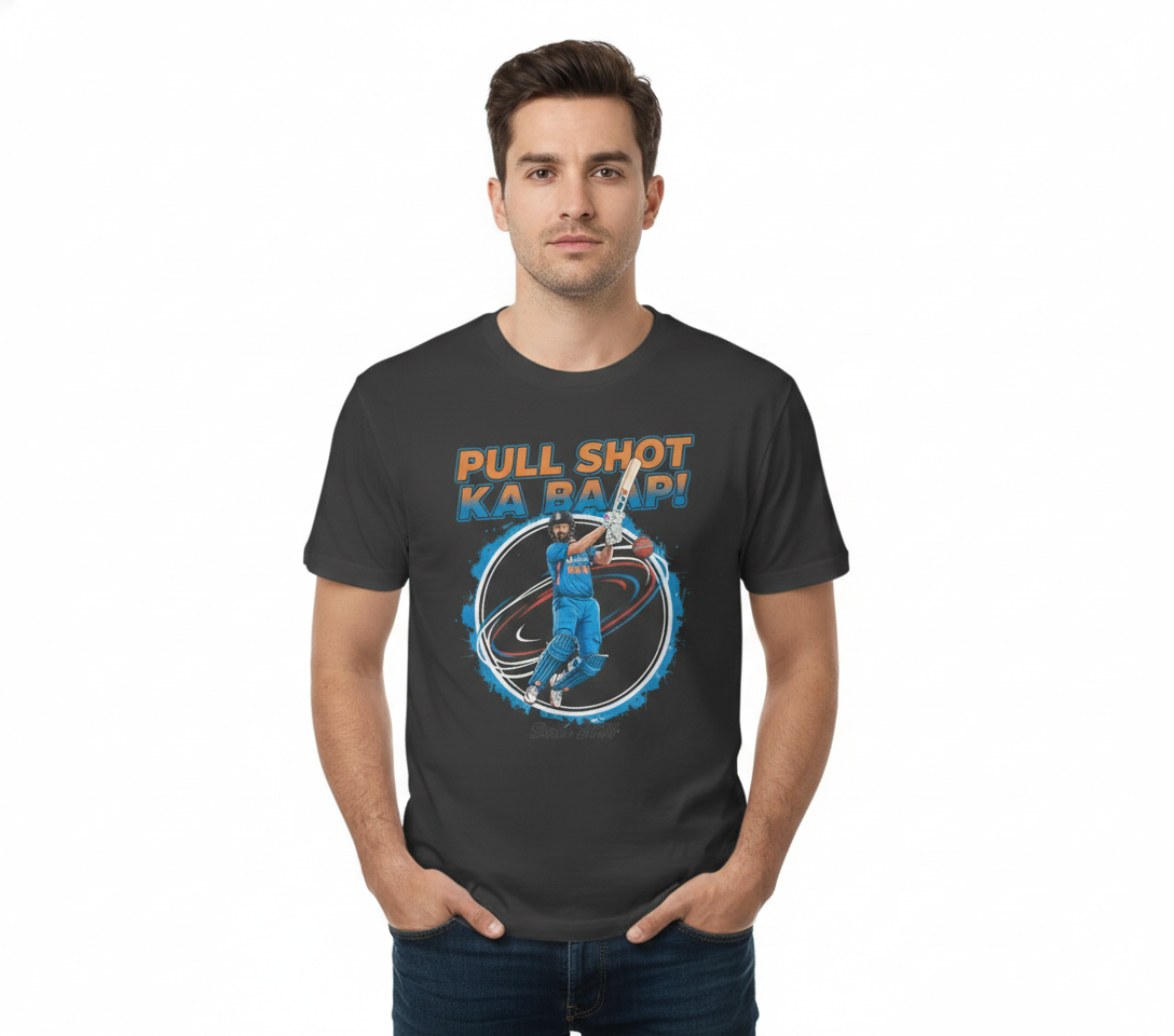 Pull Shot Ka Baap Cricket T-Shirt – Hitman Inspired Power Shot Graphic Tee for True Cricket Fans