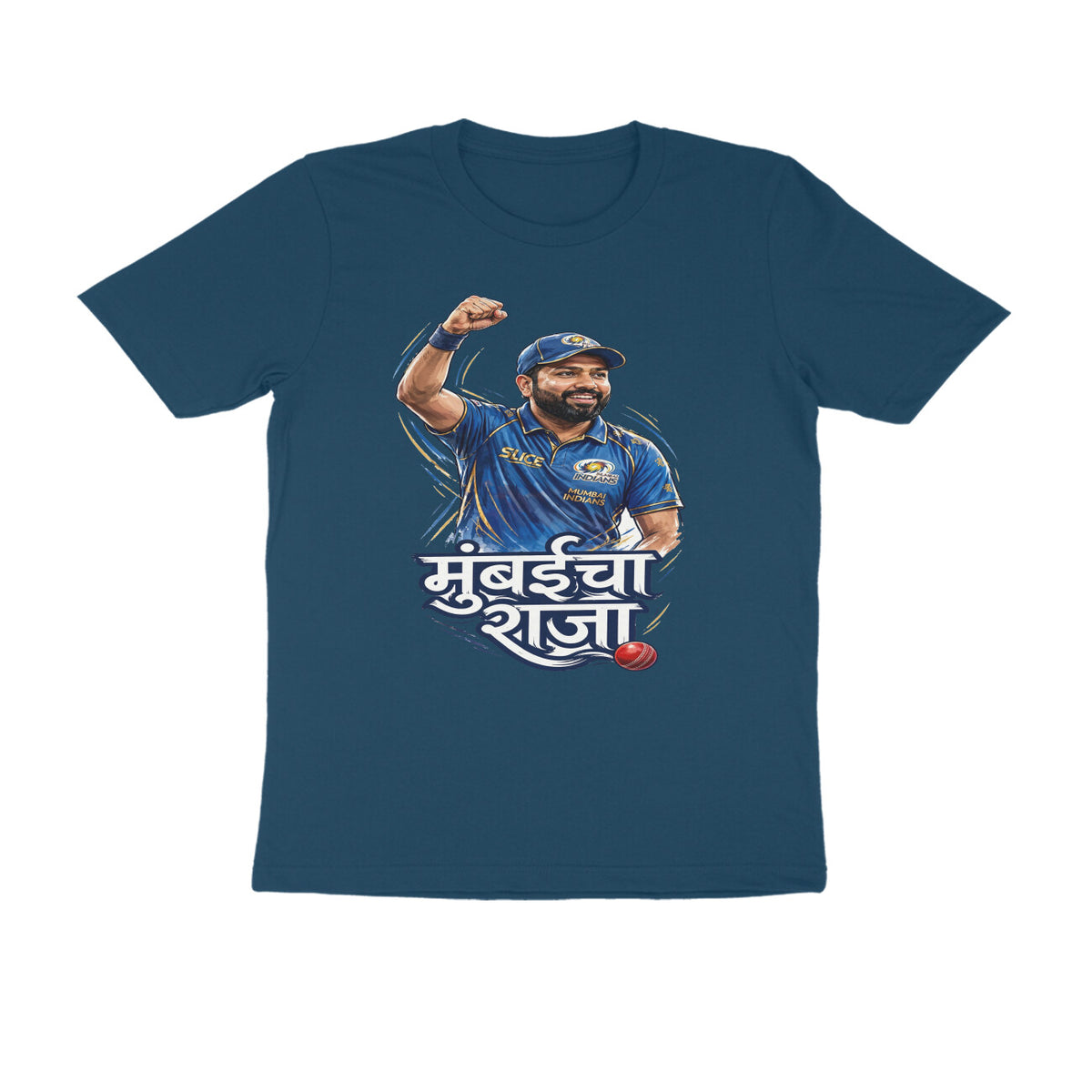 Mumbaicha Raja Rohit Sharma T-Shirt - Navy Blue