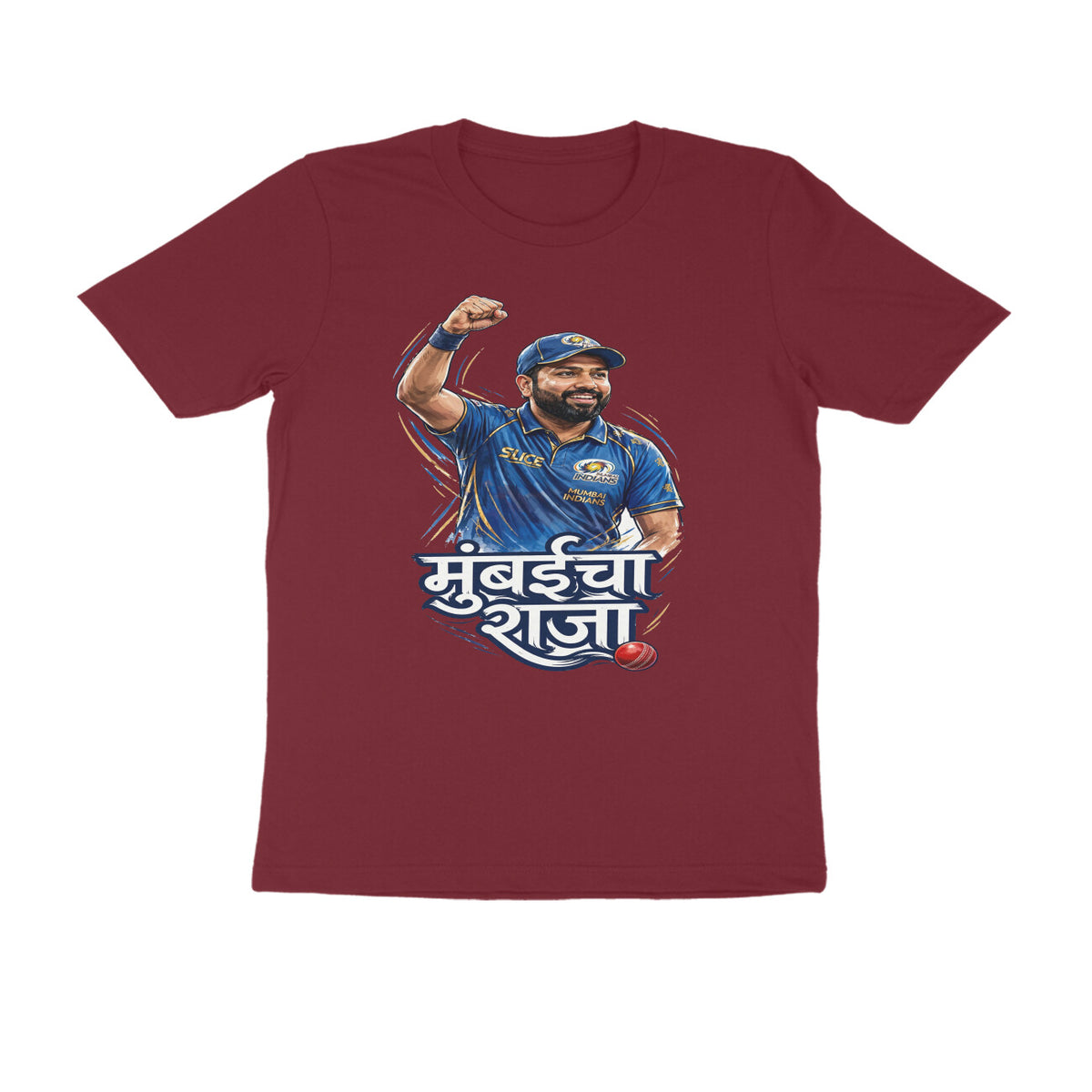 Mumbaicha Raja Rohit Sharma T-Shirt - Maroon